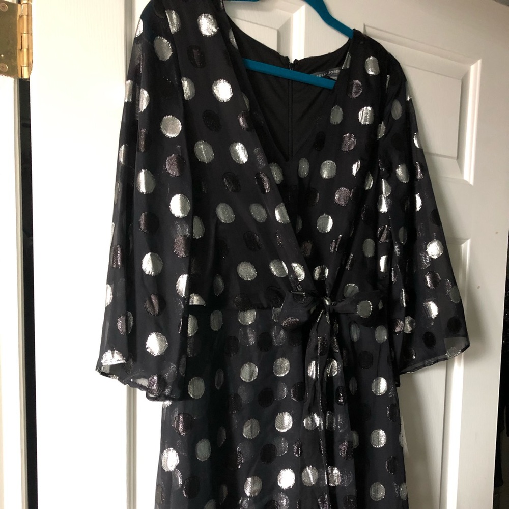 Black and silver polka dot dress